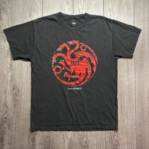 HBO Game of Thrones Vtg House Targaryen Fire Blood Black Graphic T-Shirt Mens L